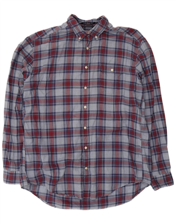 Camicia da uomo Gant XL in cotone a quadri blu navy