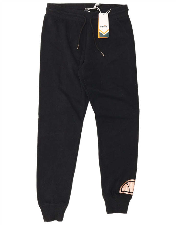 Ellesse Pantaloni da tuta con grafica da donna Joggers UK 10 Small Cotone nero