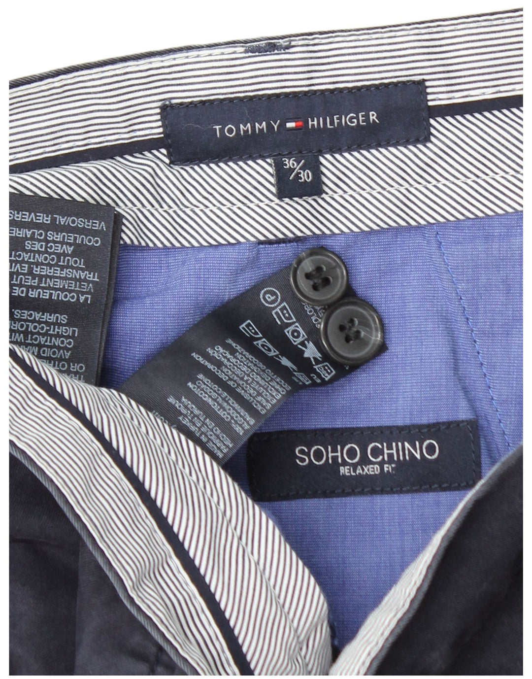 TOMMY HILFIGER Pantaloni chino da uomo Soho dalla vestibilità rilassata W36 L30 Blu navy