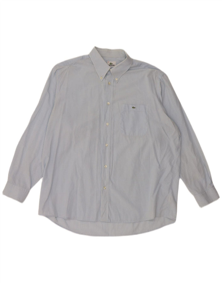 LACOSTE Mens Shirt Size 44 XL Blue Gingham Cotton