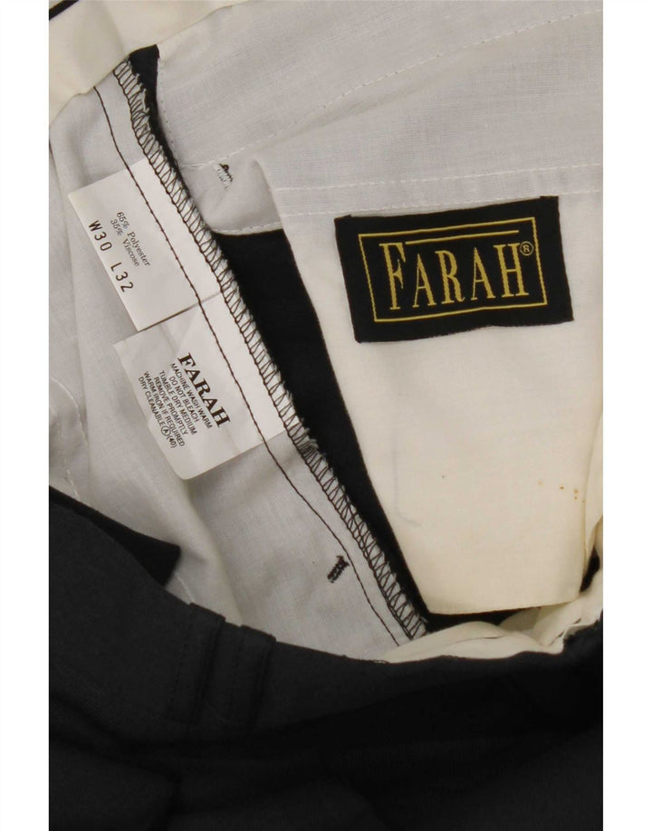 Pantaloni da abito con pegging da uomo Farah W30 L28 poliestere blu navy