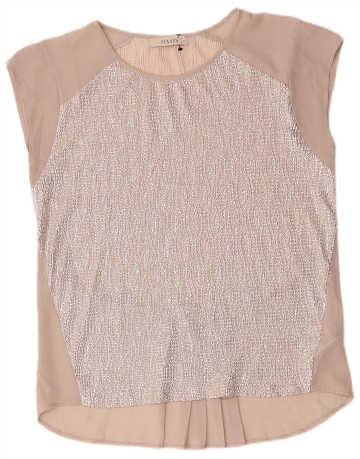 Oasis Camicetta oversize da donna Top UK 10 Small Beige Colourblock Poliestere