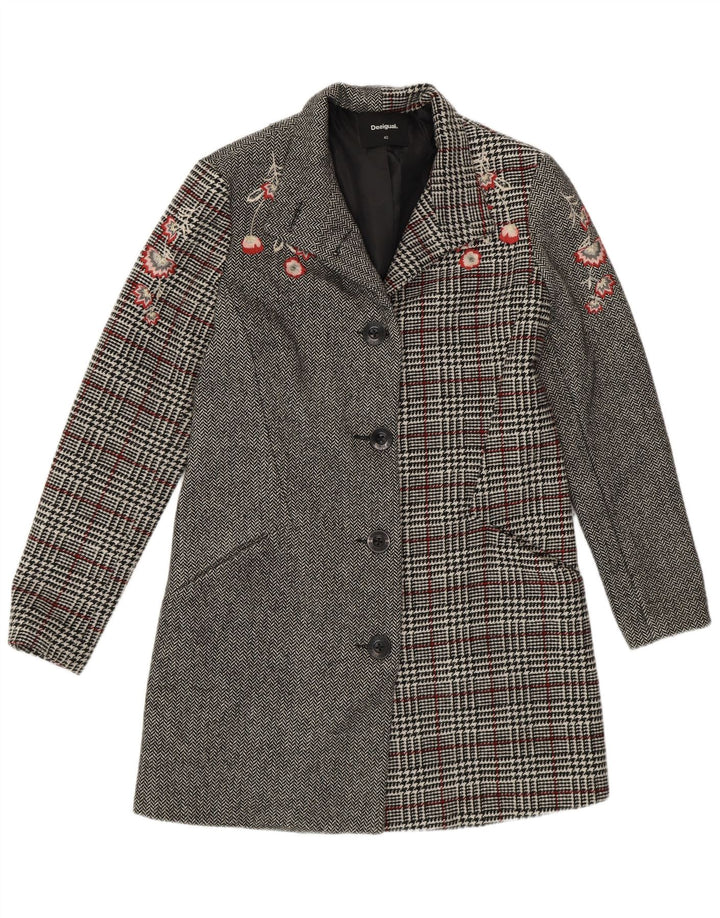 Cappotto da donna Desigual EU 40 Poliestere patchwork grigio medio