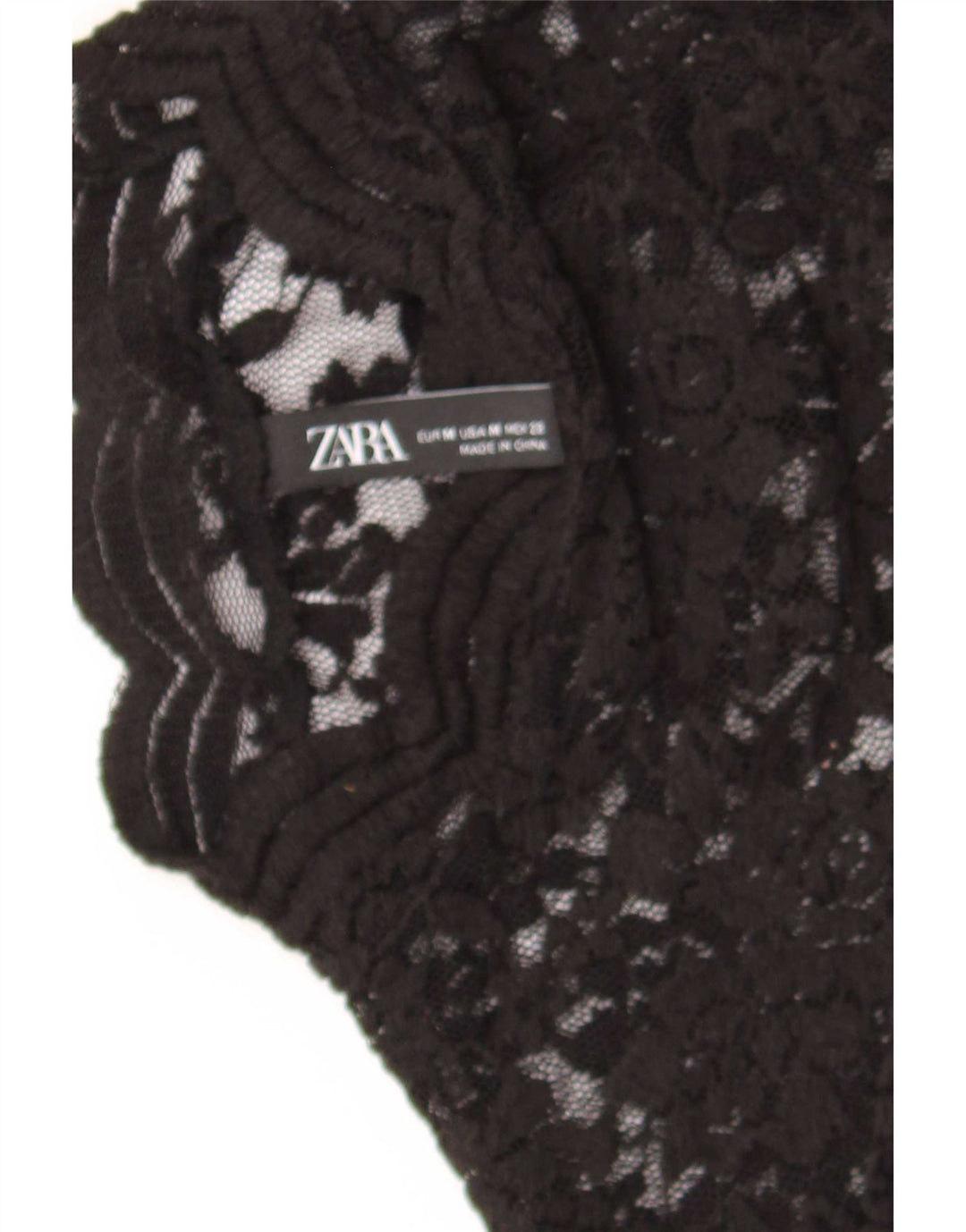 Top corto in camicetta di pizzo da donna Zara UK 12 medio nero floreale
