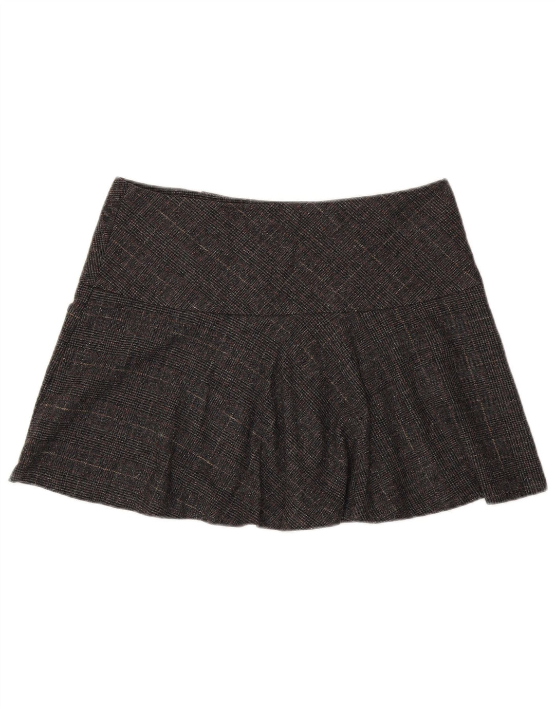 Minigonna Donna Benetton IT 44 Media W34 Pied De Poule Grigio Lana Vergine