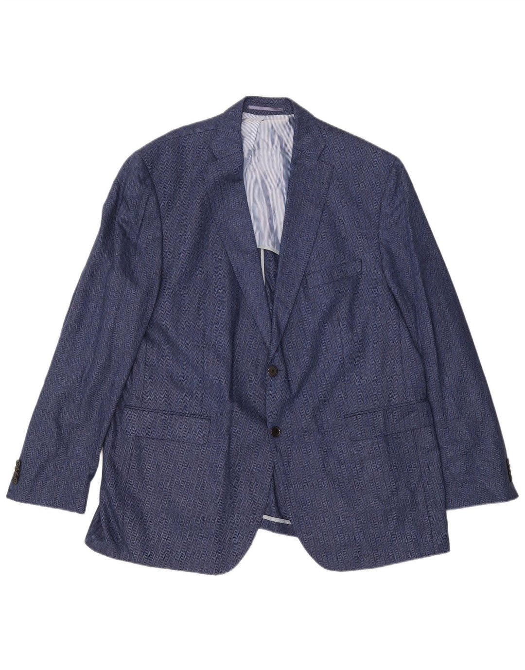 Guy Laroche Giacca blazer da uomo a 2 bottoni UK 42 XL Seta a spina di pesce blu navy