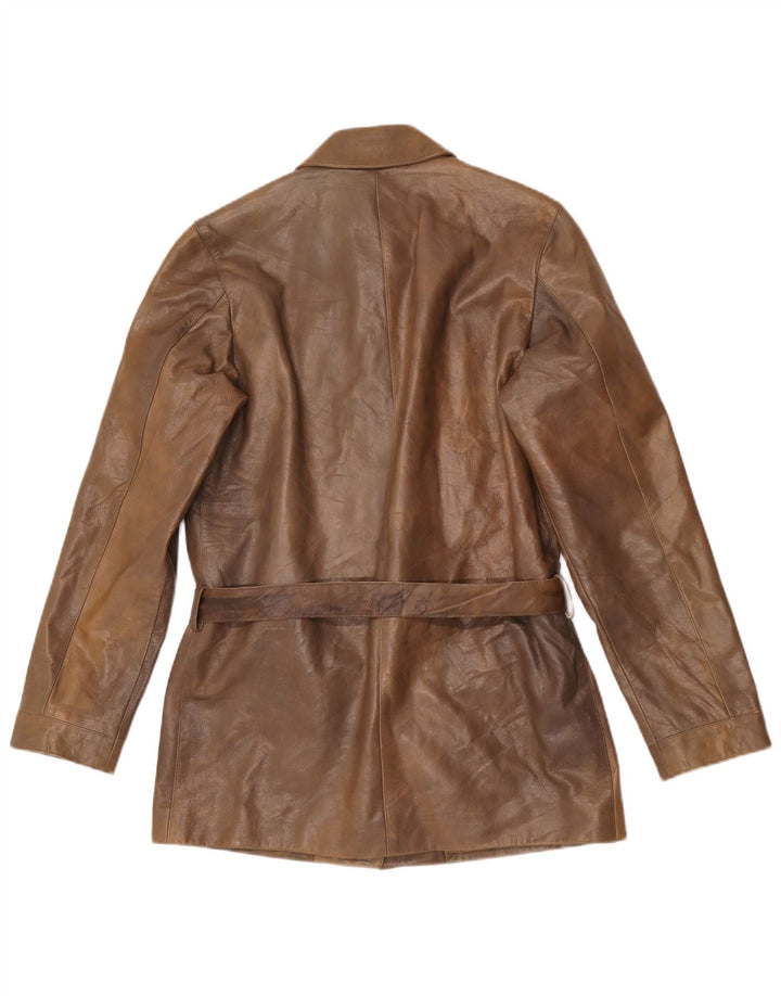 Giacca in pelle vintage da donna UK 14 Marrone medio