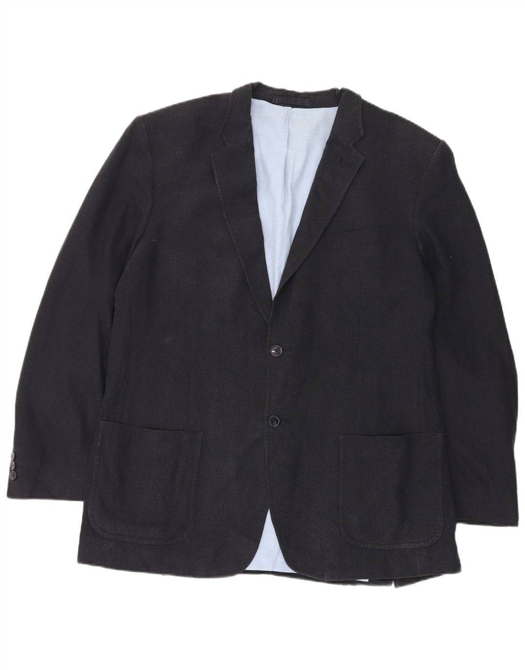 Giacca blazer a 2 bottoni da uomo Marks & Spencer UK 44 XL lino blu navy