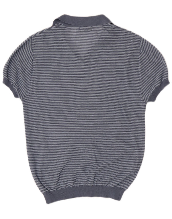 Maglione Zara da uomo a maniche corte con collo a polo, a righe grandi blu