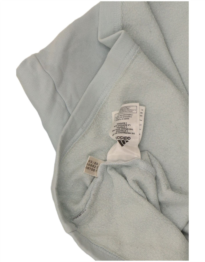 Top Adidas da uomo con zip e collo a maniche lunghe in cotone blu medio