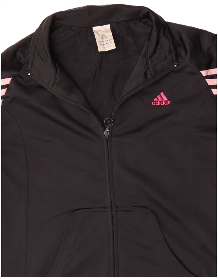 Giacca da tuta da donna ADIDAS UK 14 poliestere nero medio