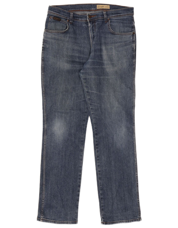 Jeans dritti elasticizzati Texas da uomo Wrangler W34 L32 cotone blu