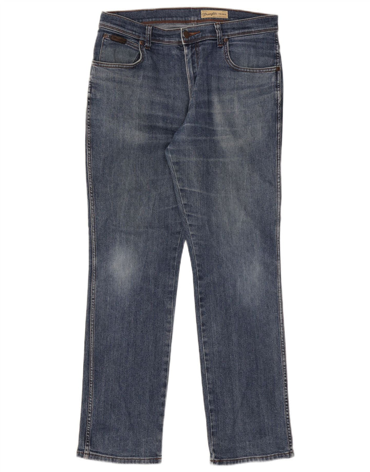Jeans dritti elasticizzati Texas da uomo Wrangler W34 L32 cotone blu