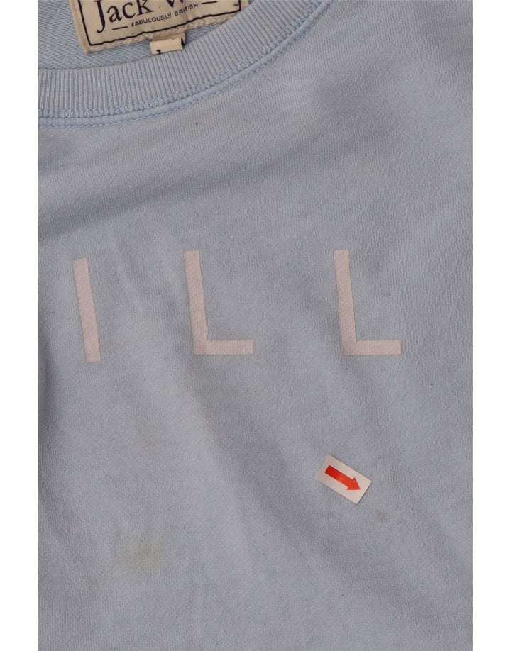 JACK WILLS Womens Graphic Sweatshirt Jumper UK 10 Small  Blue Cotton