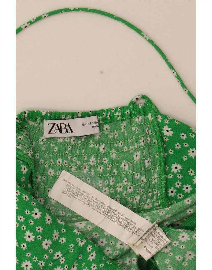 Vestito estivo da donna Zara UK 12 Viscosa floreale verde medio
