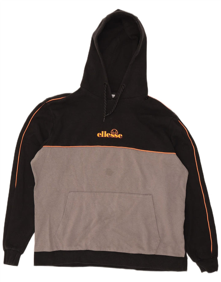 Felpa con cappuccio da uomo Ellesse, cotone color block medio nero