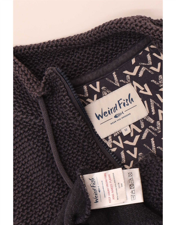 Felpa da donna con collo con zip Weird Fish, maglione, UK 12, cotone blu navy medio