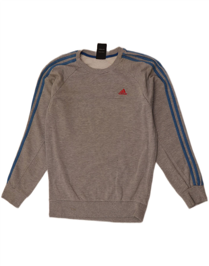 Felpa Adidas da uomo maglione piccolo grigio cotone screziato