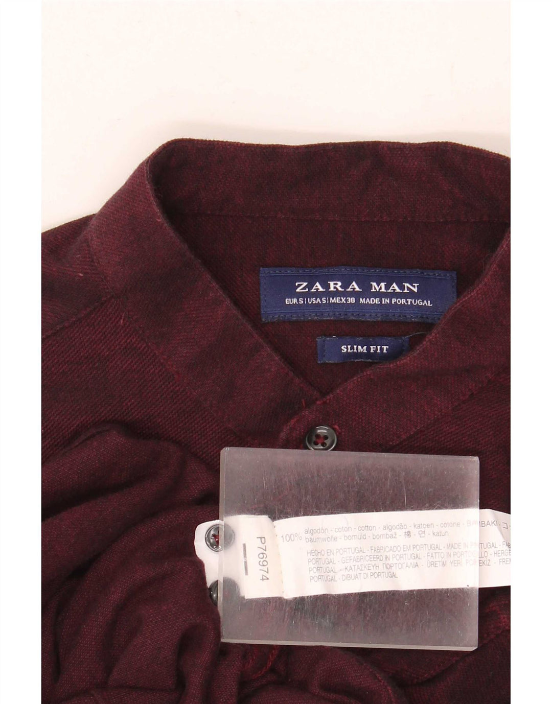 Camicia slim fit da uomo Zara piccola in cotone marrone