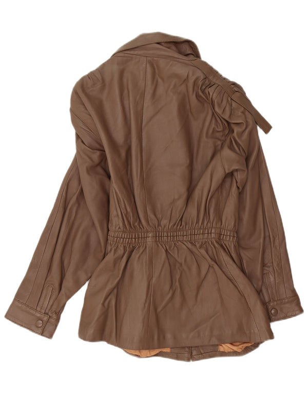 Vintage Womens Leather Jacket IT 38 XS Brown