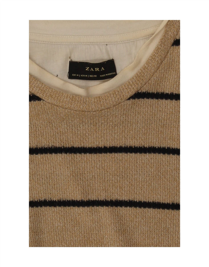 Top Zara da uomo a maniche lunghe a righe beige medio
