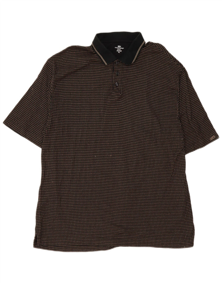 Polo da golf da uomo Dockers XL in cotone a quadri nero