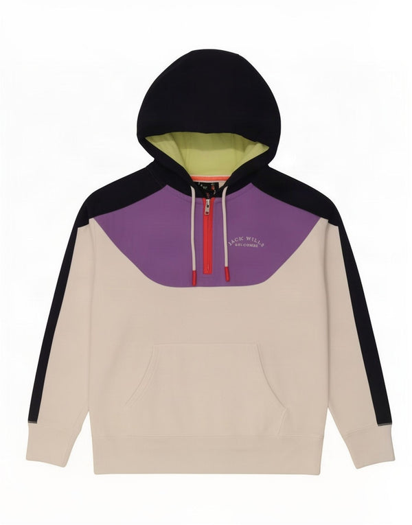 Maglione oversize con cappuccio da donna Jack Wills UK 8 Small White Colourblock