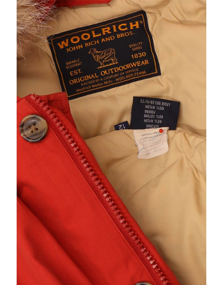Giacca imbottita con cappuccio da bambino Woolrich 11-12 anni in nylon rosso