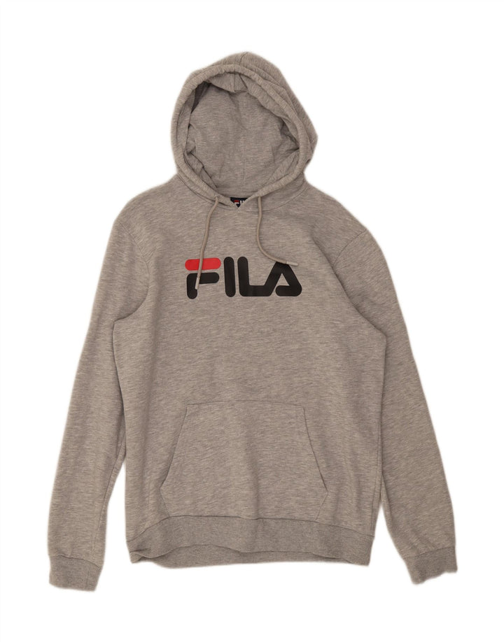 Felpa con cappuccio grafica da uomo Fila in cotone grigio medio