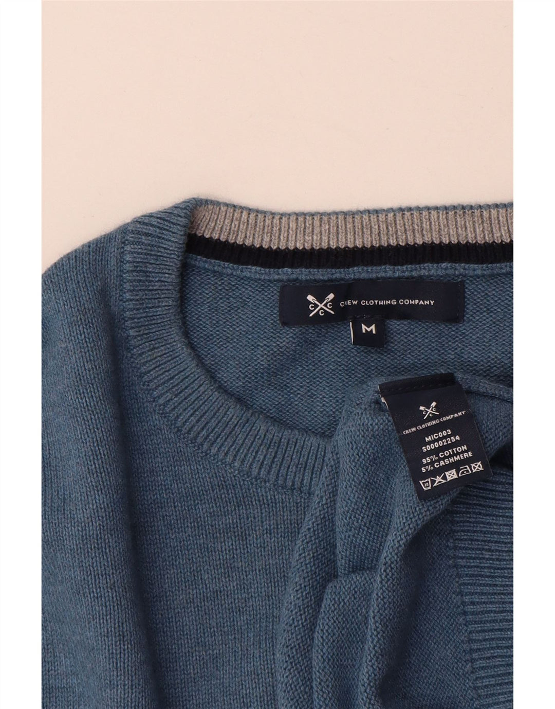 Crew Clothing Maglione da uomo girocollo in cotone blu medio