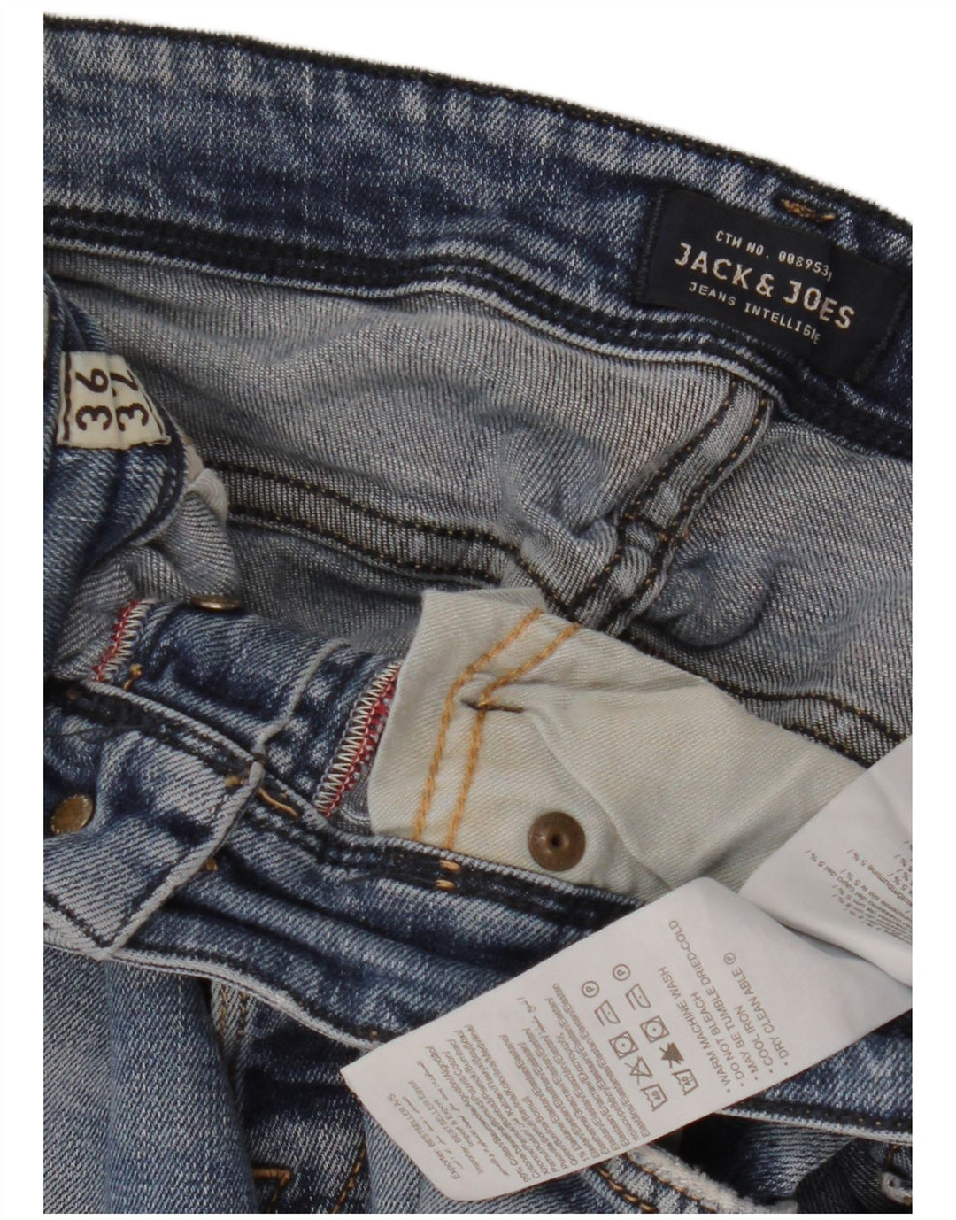 JACK & JONES Pantaloncini di jeans invecchiati da uomo W36 grandi in cotone blu