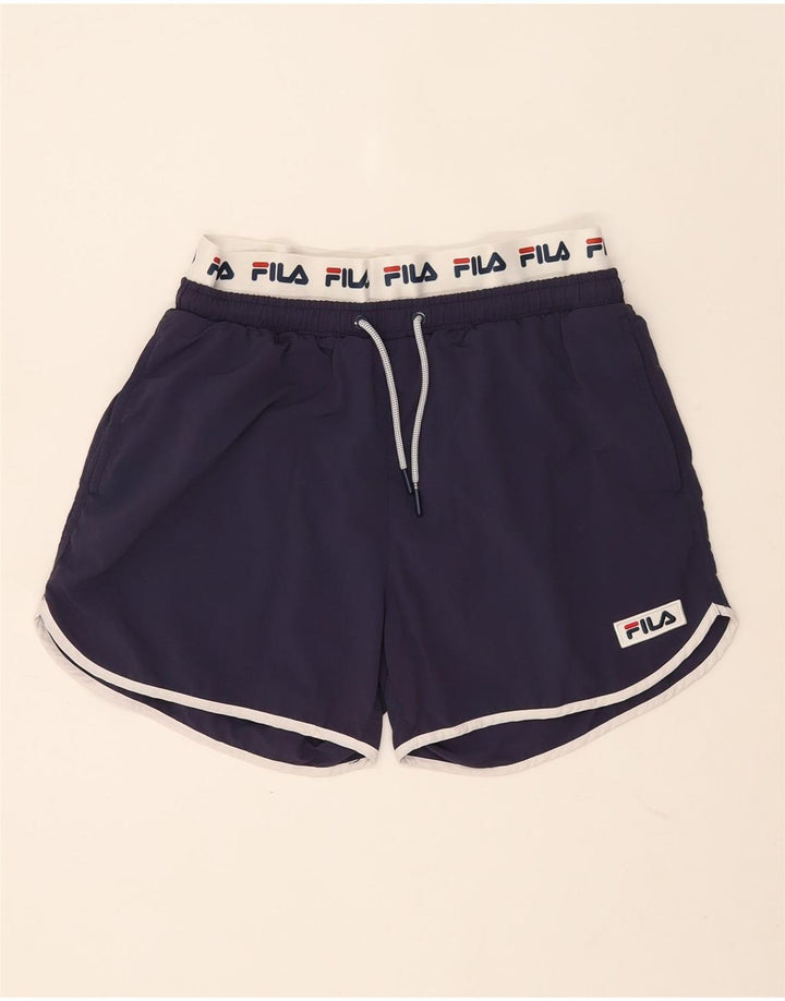 Pantaloncini sportivi grafici da uomo Fila Medium blu navy color block in poliammide