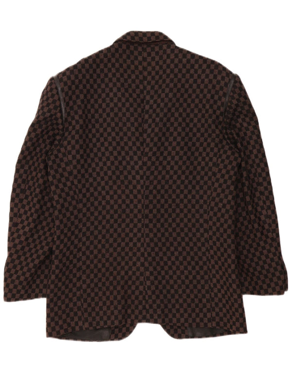 Giacca blazer vintage da uomo a 2 bottoni UK 38 a quadri marrone medio