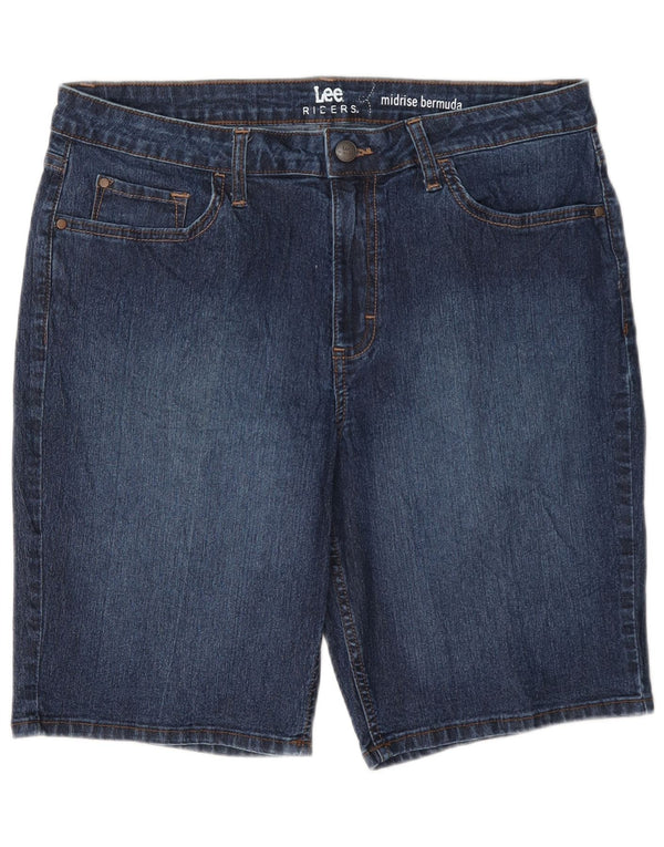 Pantaloncini di jeans Bermuda a vita media Lee Riders da donna US 14 XL W34 Cotone blu