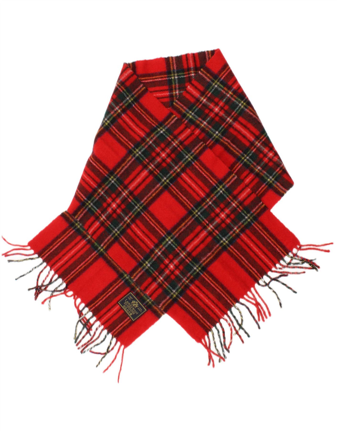Sciarpa rettangolare da donna vintage taglia unica L53 in lana vergine scozzese rossa