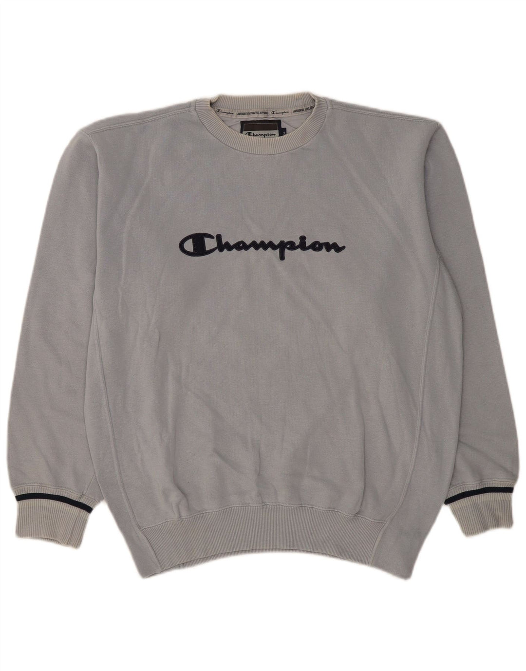 Felpa grafica da uomo Champion, maglione grande, cotone blu, classico