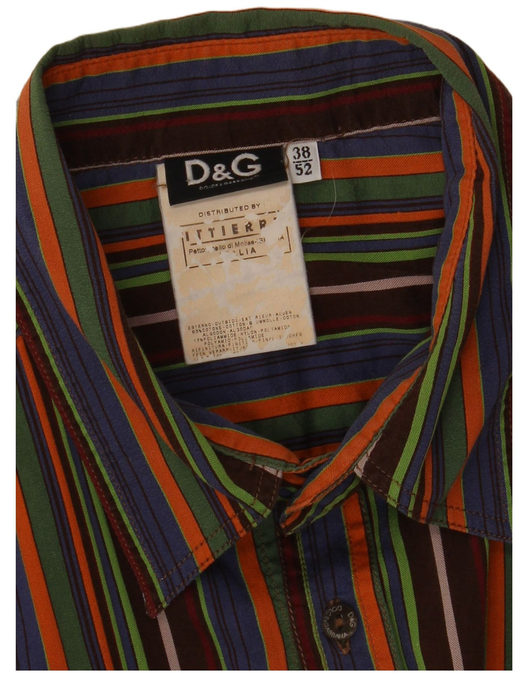 Camicia da uomo Dolce & Gabbana taglia 38 cotone a righe multicolori medio