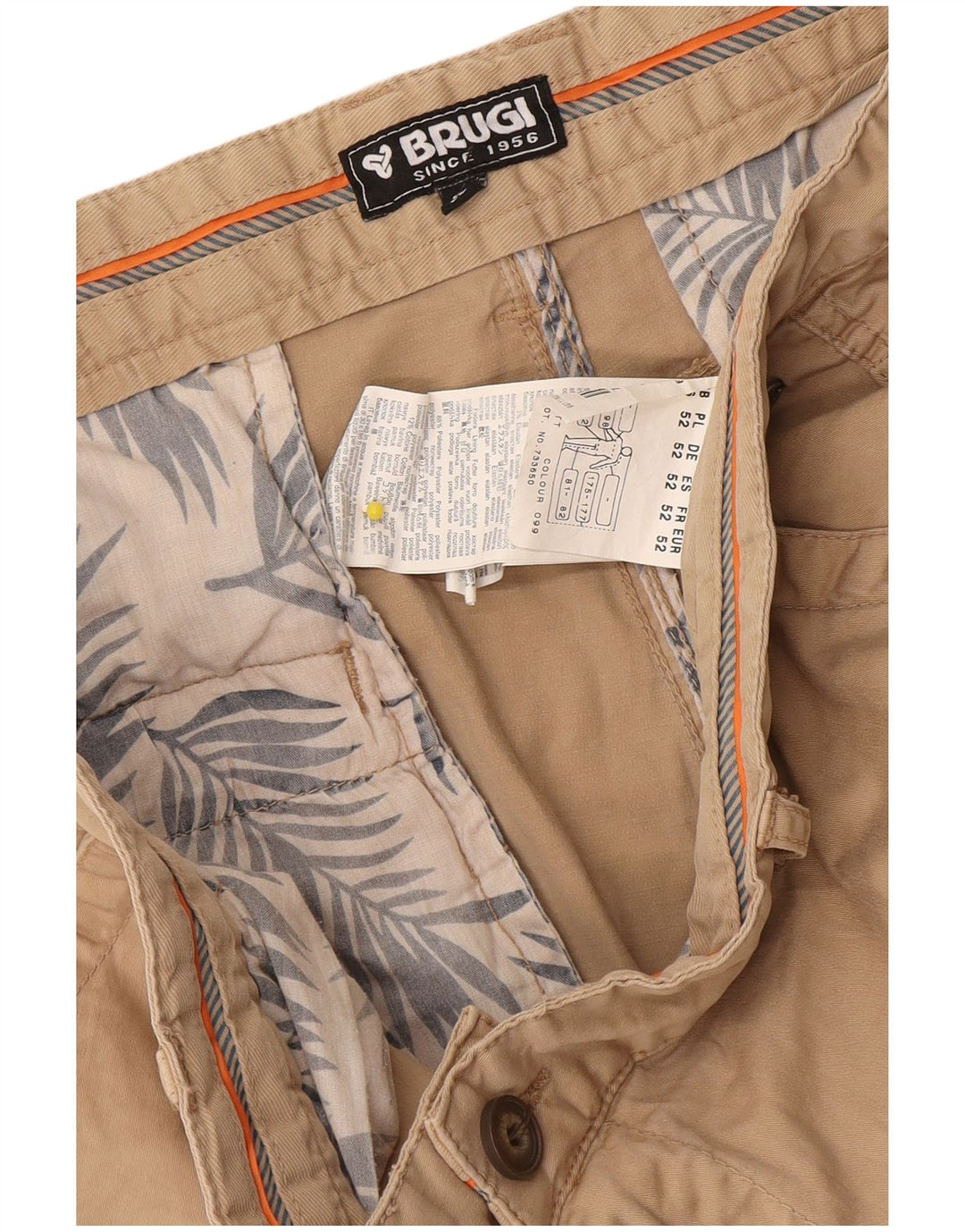 Pantaloncini cargo da uomo Brugi W36 grandi in cotone beige