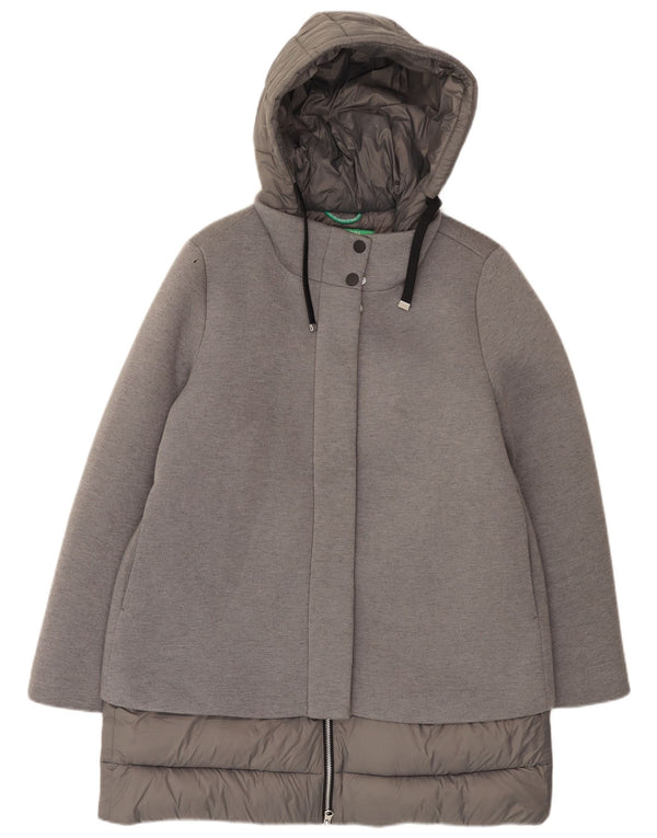 Cappotto imbottito con cappuccio da donna United Colors of Benetton UK 12 Modal grigio medio