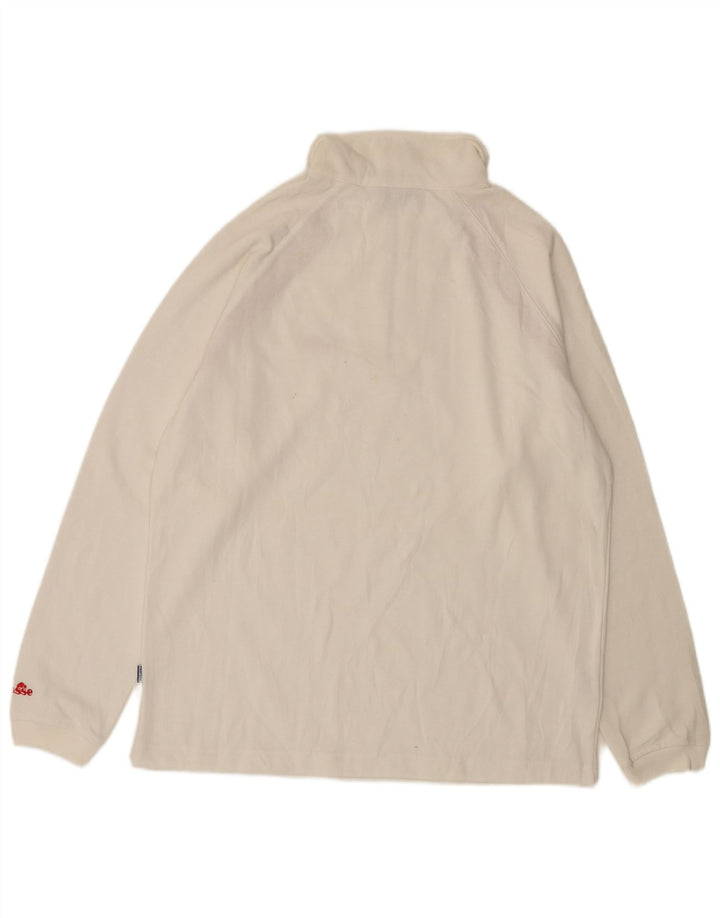 ELLESSE Mens Zip Neck Sweatshirt Jumper Large White Cotton