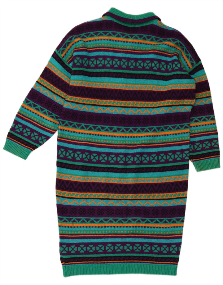 Abito polo a maniche lunghe in maglia da donna STEFANEL UK 14 Verde medio geometrico