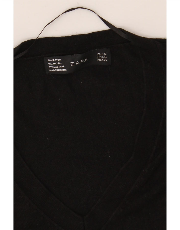Maglione Zara da donna con scollo a V UK 10 piccolo nero