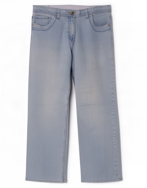 Jeans dritti corti Marks & Spencer da donna UK 12 medio W30 L25 blu