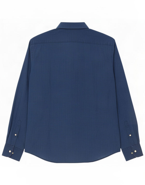 Henry Cottons Mens Shirt Size 44 XL Blue Spotted Cotton