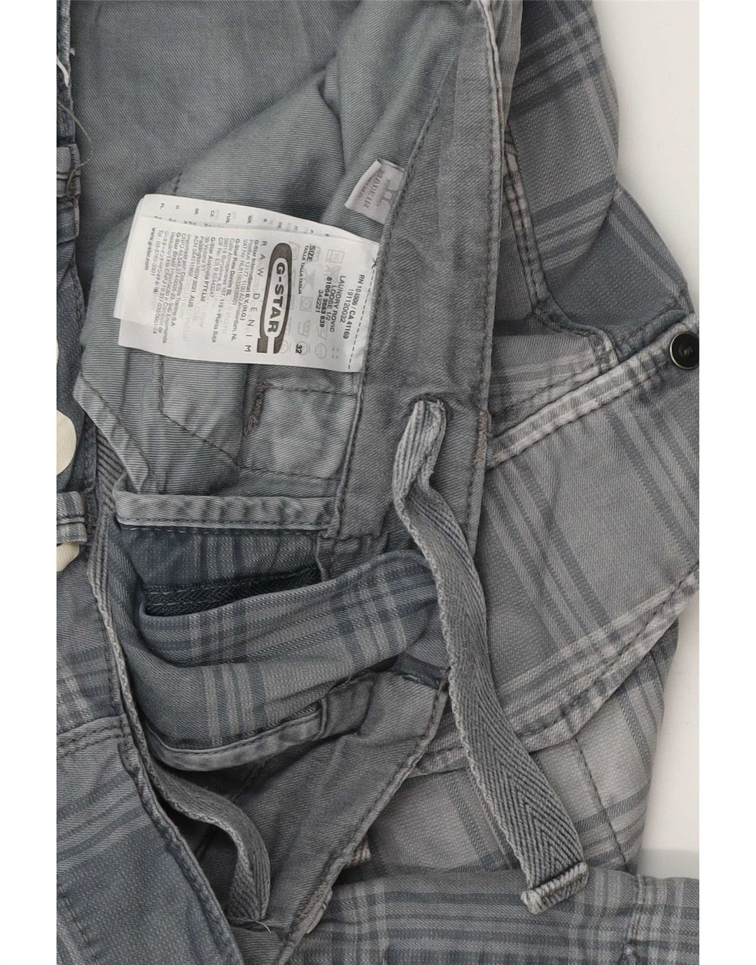 Pantaloncini cargo da uomo G-Star W32 in cotone scozzese grigio medio
