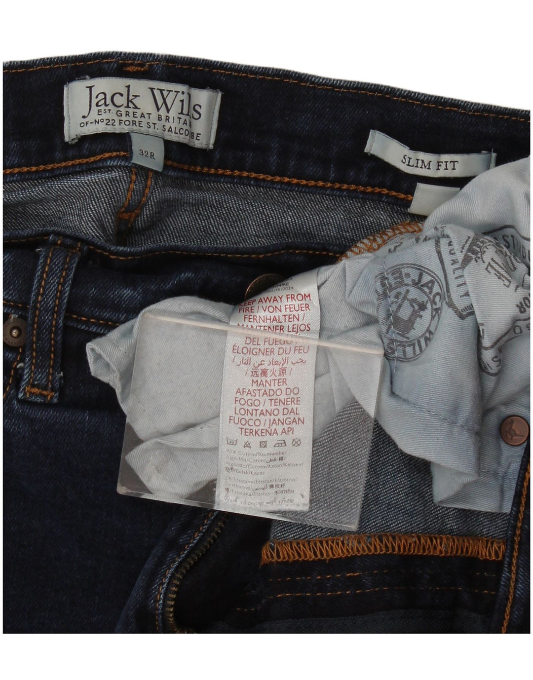 Jeans slim da uomo Jack Wills W32 L28 cotone blu navy