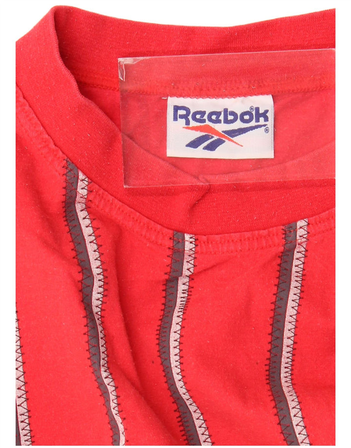 T-shirt Reebok da uomo Top in cotone a righe rosse medie