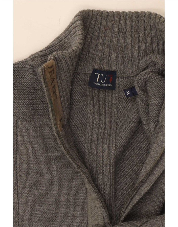 Maglione Trussardi Jeans Uomo con Zip Collo XL Grigio