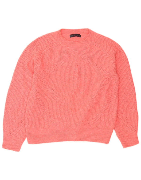 Maglione maglione girocollo corto da donna Marks & Spencer UK 10 piccolo rosa