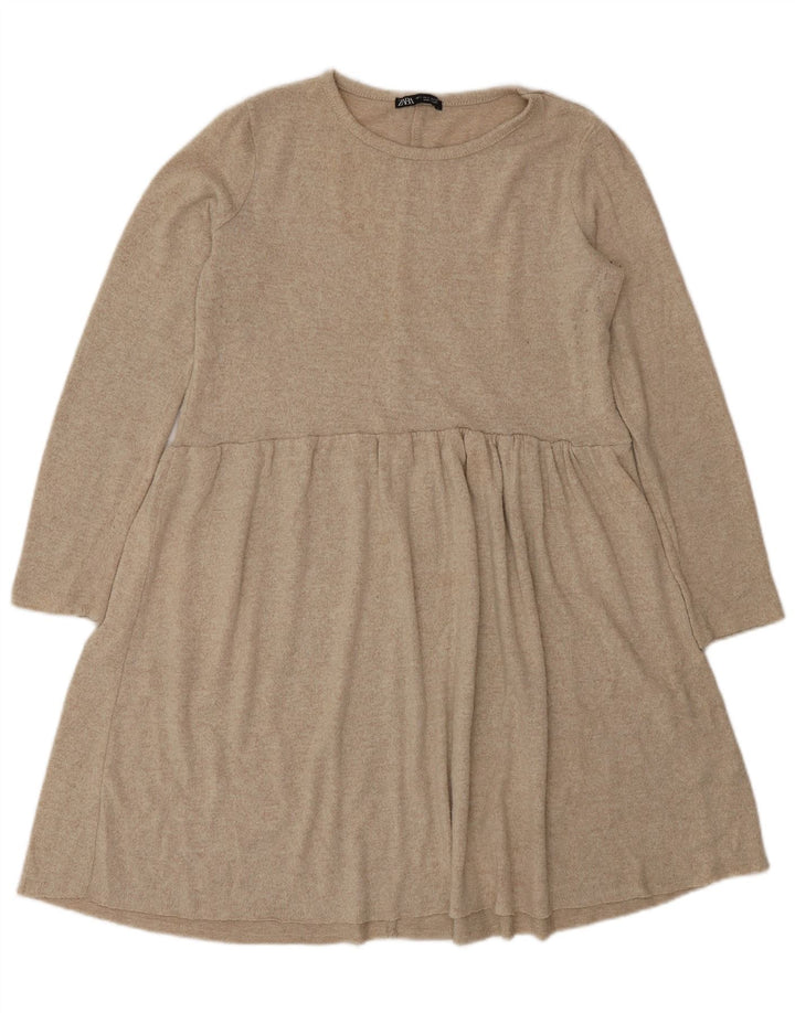 Abito maglione Zara da donna UK 10 piccolo poliestere beige